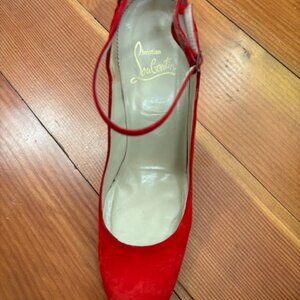 Louboutin Red Suede Stilettos - just in time for Christmas!